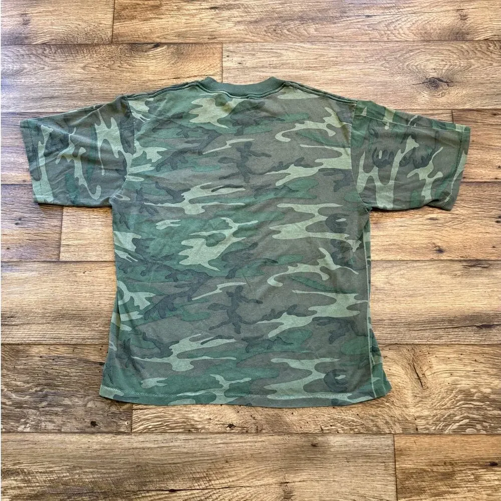 Vintage 80s Woodland Camouflage Tee Shirt - Picture 2 of 8